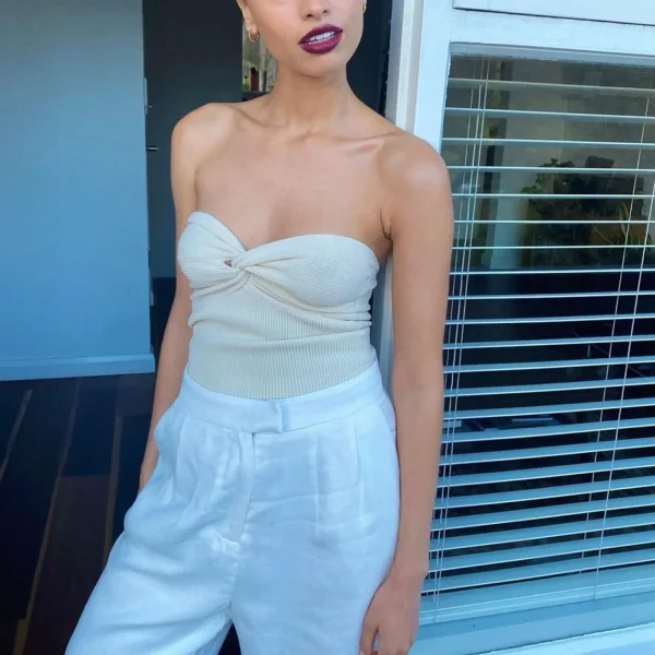 Casual Strapless Backless Off Shoulder High Street Crop Top - Image 6