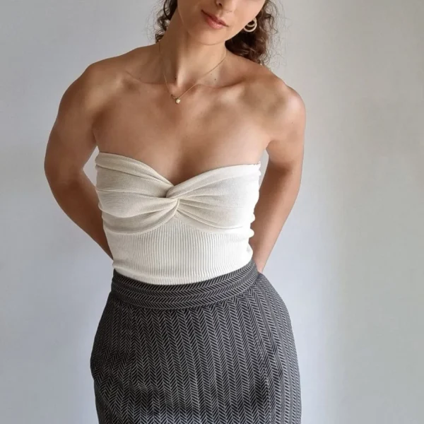 Casual Strapless Backless Off Shoulder High Street Crop Top - Image 11