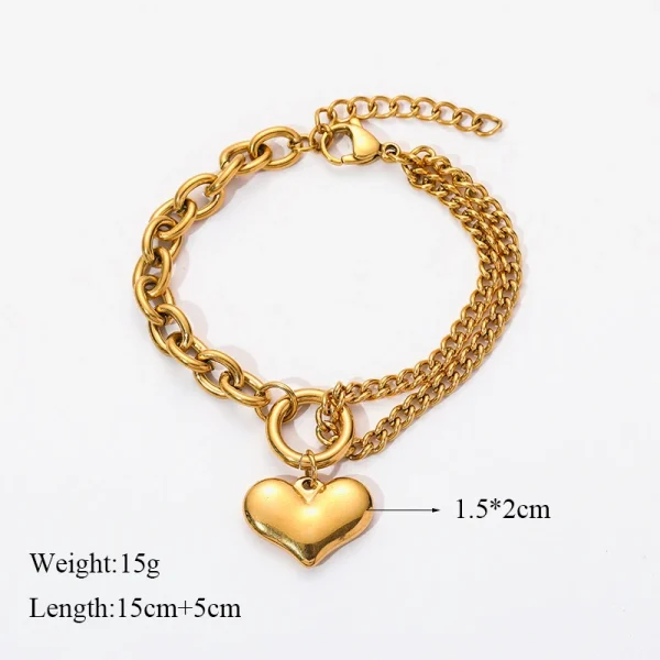 Trendy Wrist Chain Stainless Steel Starfish Heart Pearl Charm Bracelet - Image 4