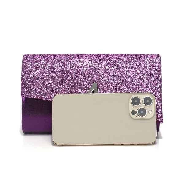 Casual V Design Metal Chain Glamorous Design Evening Envelope Shaped Sequins Handbags - Image 17