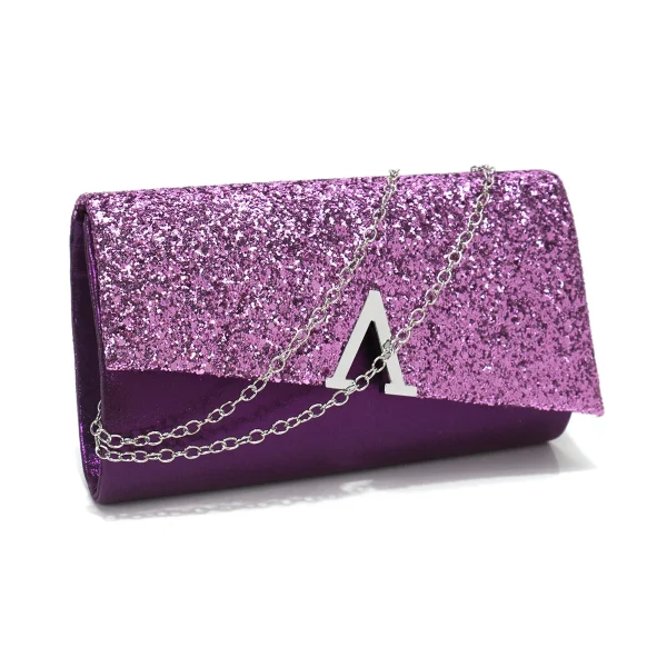 Casual V Design Metal Chain Glamorous Design Evening Envelope Shaped Sequins Handbags - Image 21