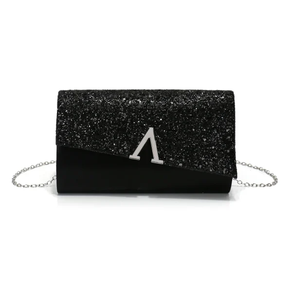Casual V Design Metal Chain Glamorous Design Evening Envelope Shaped Sequins Handbags - Image 6