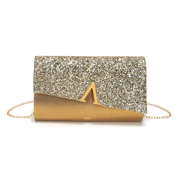 Casual V Design Metal Chain Glamorous Design Evening Envelope Shaped Sequins Handbags - Image 37