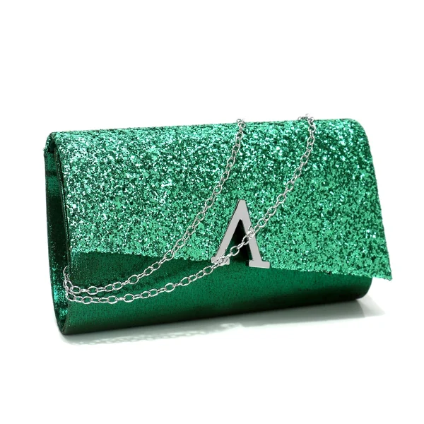 Casual V Design Metal Chain Glamorous Design Evening Envelope Shaped Sequins Handbags - Image 14