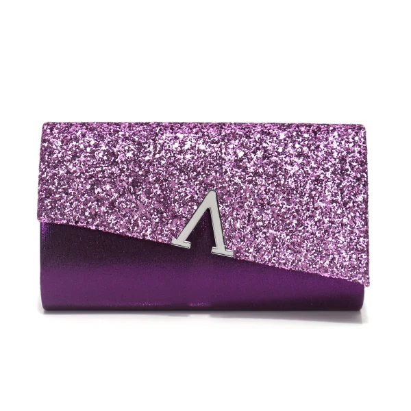 Casual V Design Metal Chain Glamorous Design Evening Envelope Shaped Sequins Handbags - Image 16