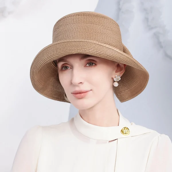 Casual Wide Brim UV Protection Foldable Beach With Bow Lightweight Breathable Outdoor Travel Straw Sun Hat - Image 3