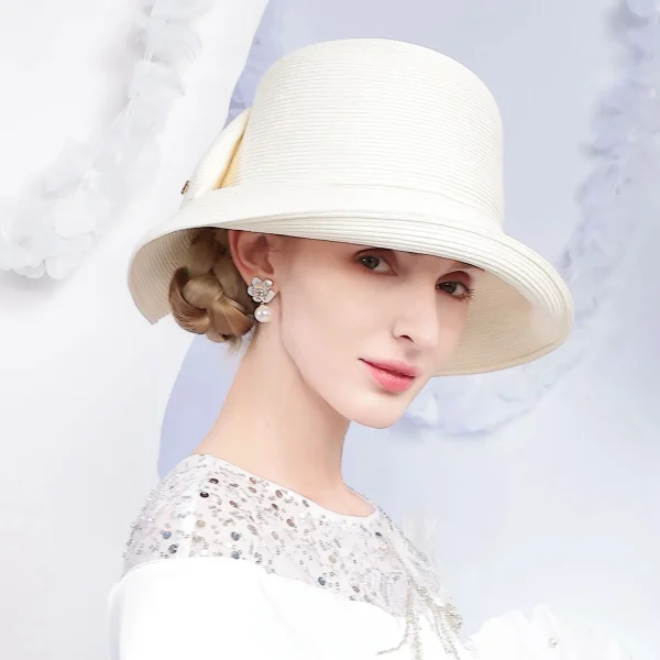 Casual Wide Brim UV Protection Foldable Beach With Bow Lightweight Breathable Outdoor Travel Straw Sun Hat - Image 5