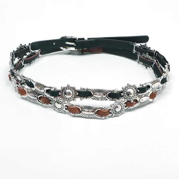 Chain Metal Band Cowboy Pu Design Sense Pin buckle Waistband waist Decorative On Denim Dress Coat Belts - Image 2