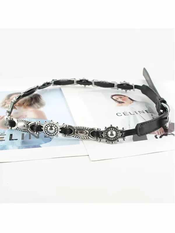 Chain Metal Band Cowboy Pu Design Sense Pin buckle Waistband waist Decorative On Denim Dress Coat Belts - Image 4