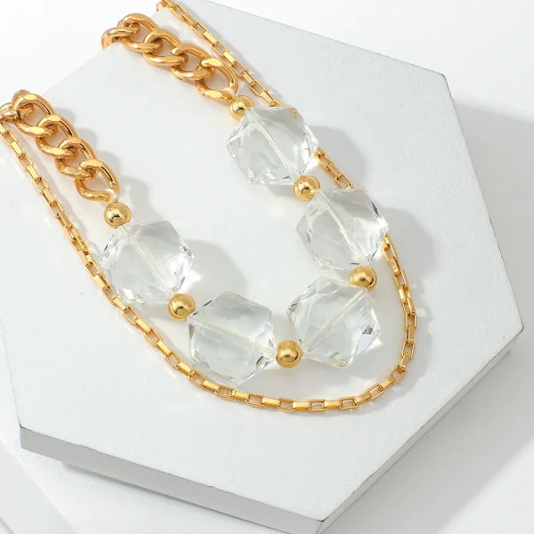 Elegant Creative Design Big Geometric Transparent Resin Acrylic Exaggerate Party Pendant Necklaces - Image 4