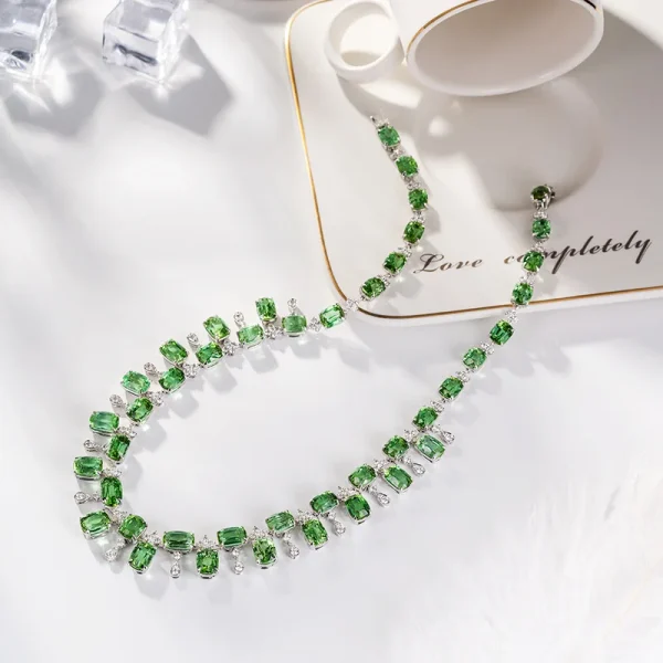 Classic Chain European Design Simulation Tourmaline Choker Necklace - Image 4