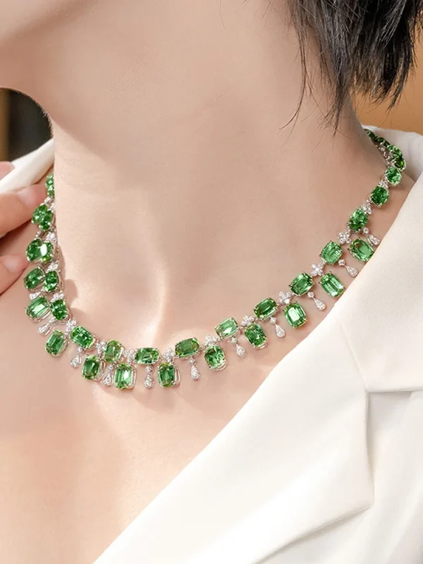 Classic Chain European Design Simulation Tourmaline Choker Necklace - Image 2