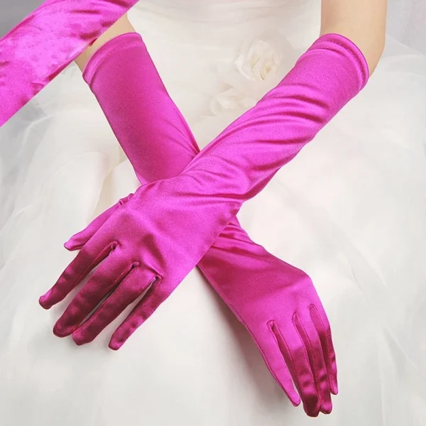 Classic Colors Elbow Stretch Satin Finger 38 cm Flapper Long Gloves - Image 8