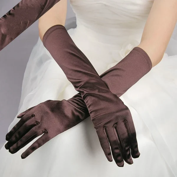 Classic Colors Elbow Stretch Satin Finger 38 cm Flapper Long Gloves - Image 10