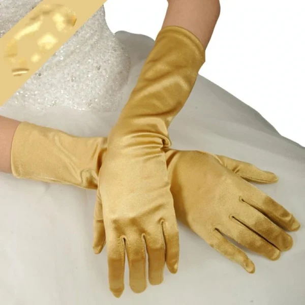 Classic Colors Elbow Stretch Satin Finger 38 cm Flapper Long Gloves - Image 11