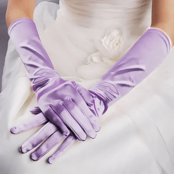 Classic Colors Elbow Stretch Satin Finger 38 cm Flapper Long Gloves - Image 12