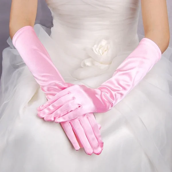 Classic Colors Elbow Stretch Satin Finger 38 cm Flapper Long Gloves - Image 14