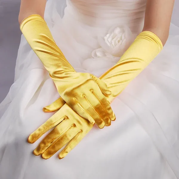 Classic Colors Elbow Stretch Satin Finger 38 cm Flapper Long Gloves - Image 15