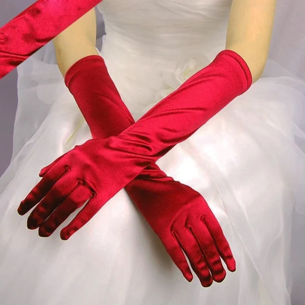 Classic Colors Elbow Stretch Satin Finger 38 cm Flapper Long Gloves - Image 16