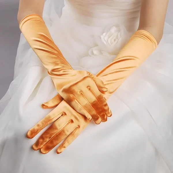 Classic Colors Elbow Stretch Satin Finger 38 cm Flapper Long Gloves - Image 18