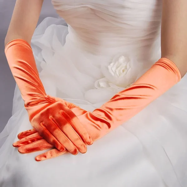 Classic Colors Elbow Stretch Satin Finger 38 cm Flapper Long Gloves - Image 19