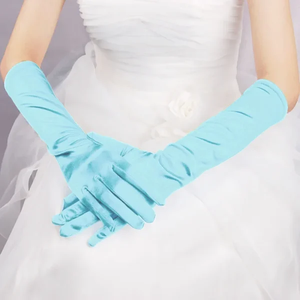 Classic Colors Elbow Stretch Satin Finger 38 cm Flapper Long Gloves - Image 20