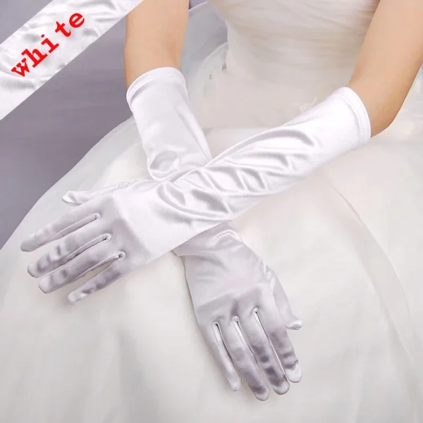 Classic Colors Elbow Stretch Satin Finger 38 cm Flapper Long Gloves - Image 3