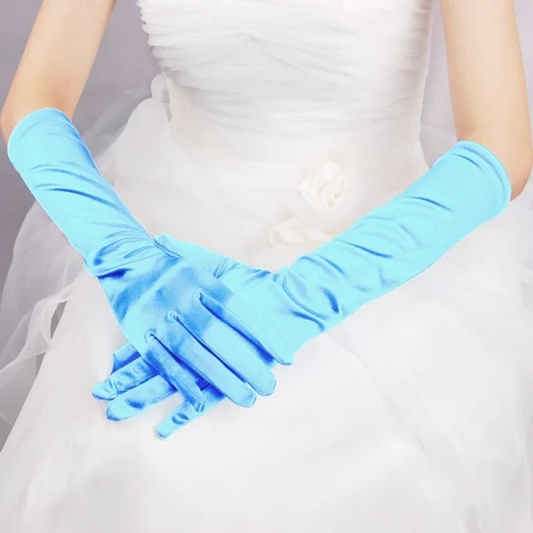 Classic Colors Elbow Stretch Satin Finger 38 cm Flapper Long Gloves - Image 21