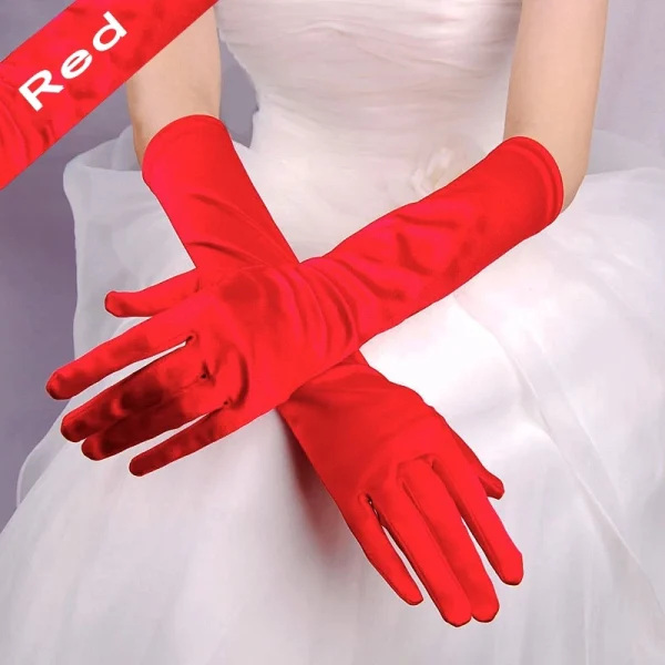 Classic Colors Elbow Stretch Satin Finger 38 cm Flapper Long Gloves - Image 4