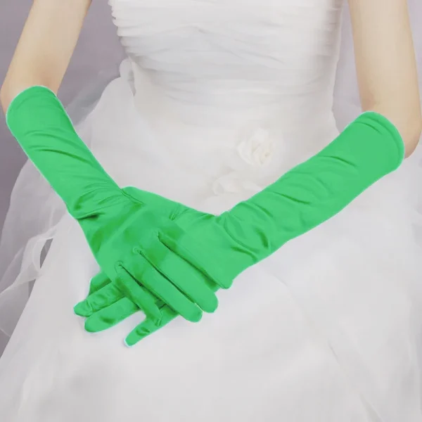 Classic Colors Elbow Stretch Satin Finger 38 cm Flapper Long Gloves - Image 5
