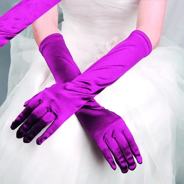 Classic Colors Elbow Stretch Satin Finger 38 cm Flapper Long Gloves - Image 6