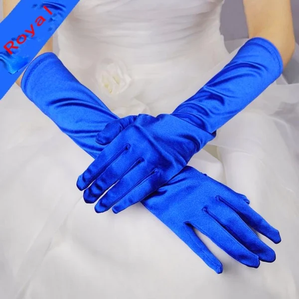 Classic Colors Elbow Stretch Satin Finger 38 cm Flapper Long Gloves - Image 7