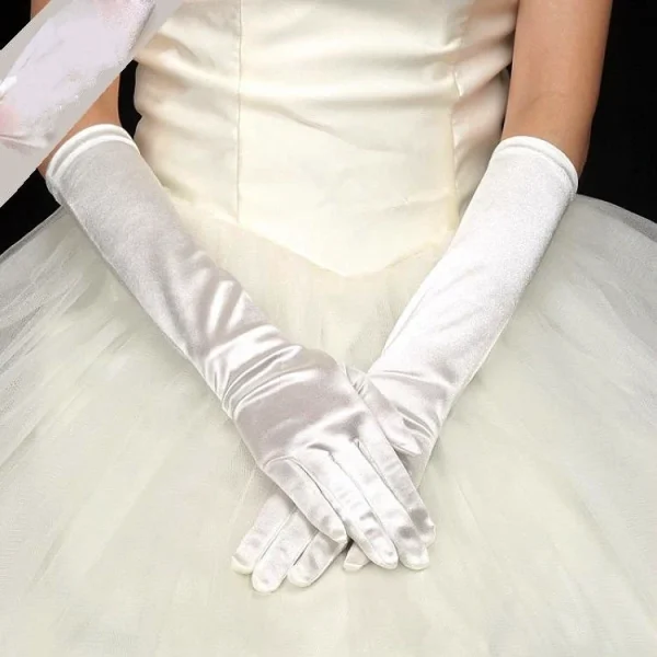 Classic Colors Elbow Stretch Satin Finger 38 cm Flapper Long Gloves