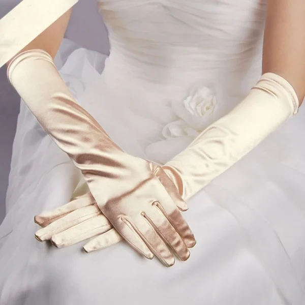 Classic Colors Elbow Stretch Satin Finger 38 cm Flapper Long Gloves - Image 9