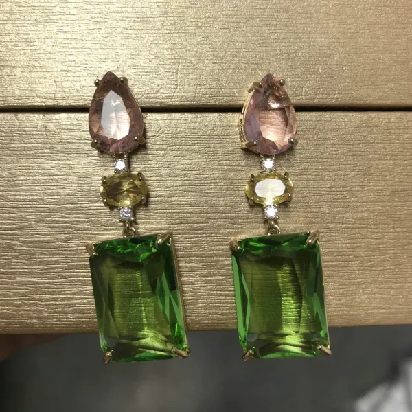 Classic Copper Plant Cubic Zirconia Cute Drop Earring - Image 3