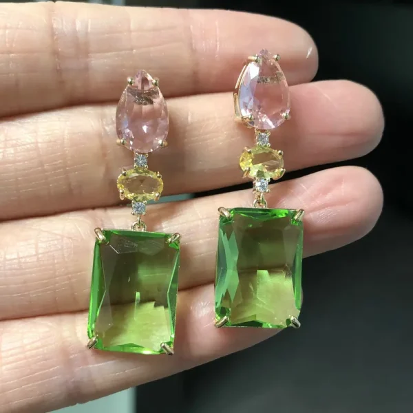 Classic Copper Plant Cubic Zirconia Cute Drop Earring - Image 5
