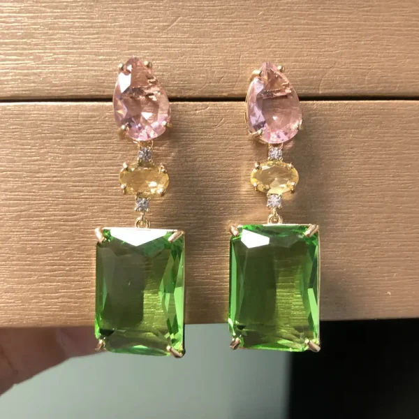 Classic Copper Plant Cubic Zirconia Cute Drop Earring - Image 6