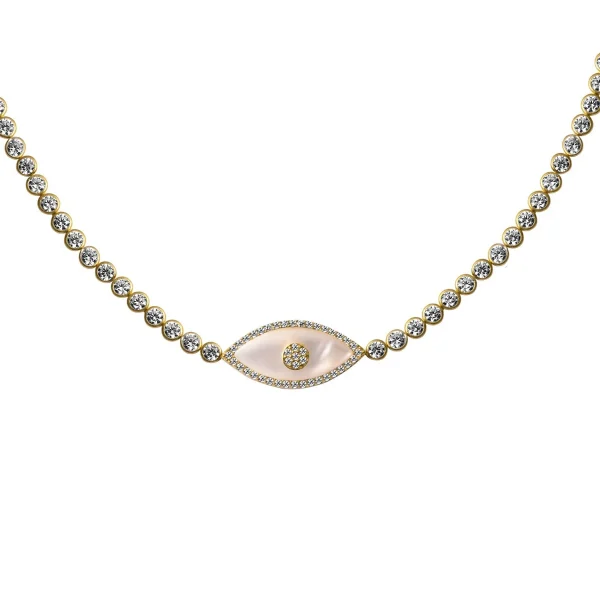 Classic Cubic Zirconia Geometric Devil's Eye Set Zircon Plated with True Pendant Necklace - Image 5