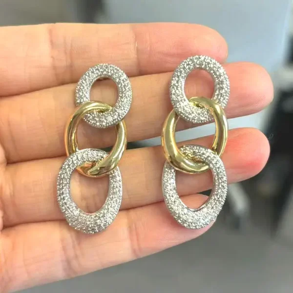 Classic Cubic Zirconia Plant Vintage Heavy Punk Chain Drop Earring - Image 2