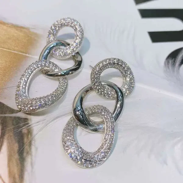 Classic Cubic Zirconia Plant Vintage Heavy Punk Chain Drop Earring - Image 4