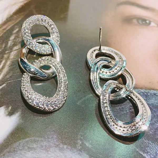 Classic Cubic Zirconia Plant Vintage Heavy Punk Chain Drop Earring - Image 6