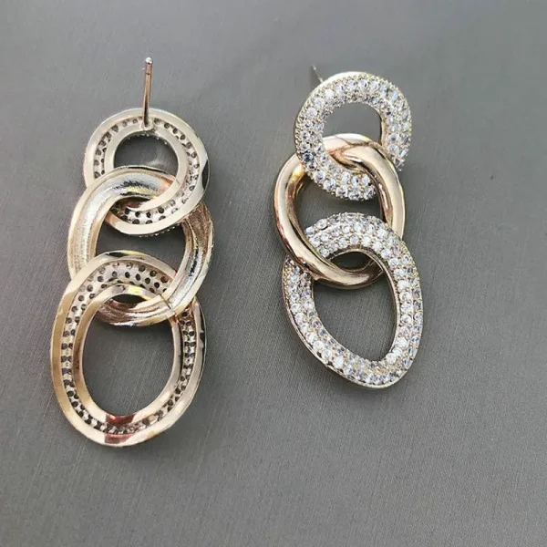 Classic Cubic Zirconia Plant Vintage Heavy Punk Chain Drop Earring - Image 8