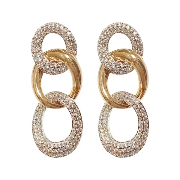 Classic Cubic Zirconia Plant Vintage Heavy Punk Chain Drop Earring - Image 9