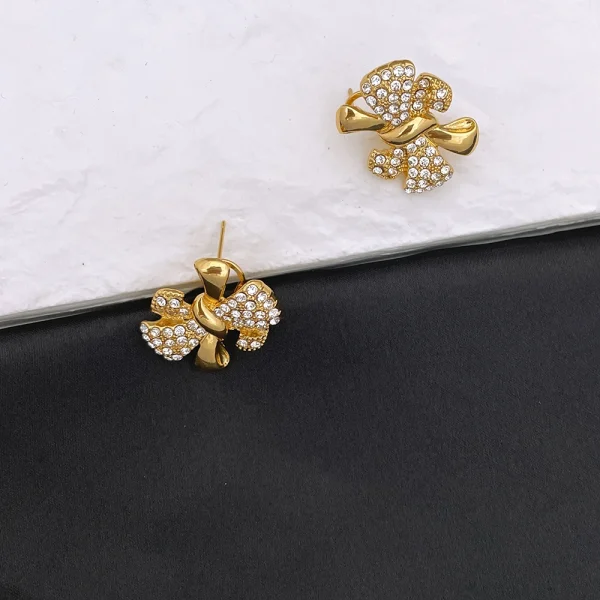 Classic Design Bowknot 18k Gold Plated Necklace Earring Bracelet And Ring 4PCS Set - Image 6