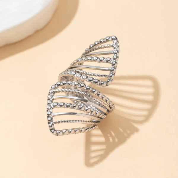 Classic Retro Irregular Hollow Stainless Steel Personality Engagement Wedding Rings - Image 5