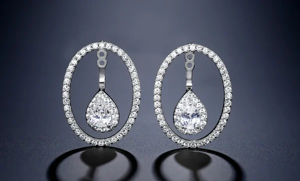 Classic Round Cutout Cubic Zirconia Anniversary Water Drop Earrings - Image 2