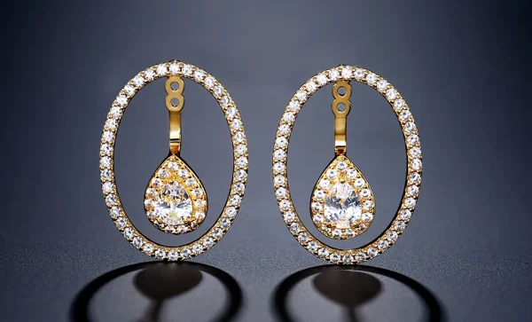 Classic Round Cutout Cubic Zirconia Anniversary Water Drop Earrings - Image 3