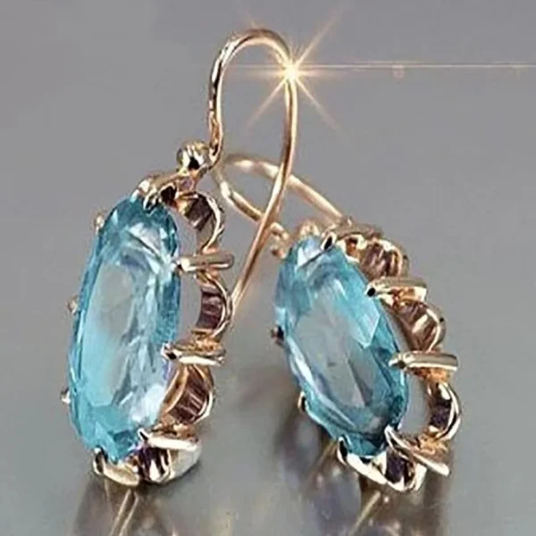 Classic Zircon Eight-Prong Tiktok Retro Fashion Palace Color Treasure Series Senior Ear Hook Buckle Earrings - Image 2