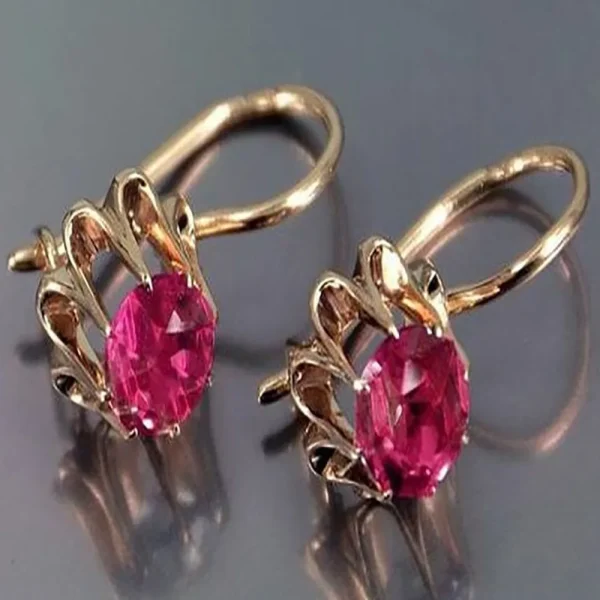 Classic Zircon Eight-Prong Tiktok Retro Fashion Palace Color Treasure Series Senior Ear Hook Buckle Earrings - Image 11