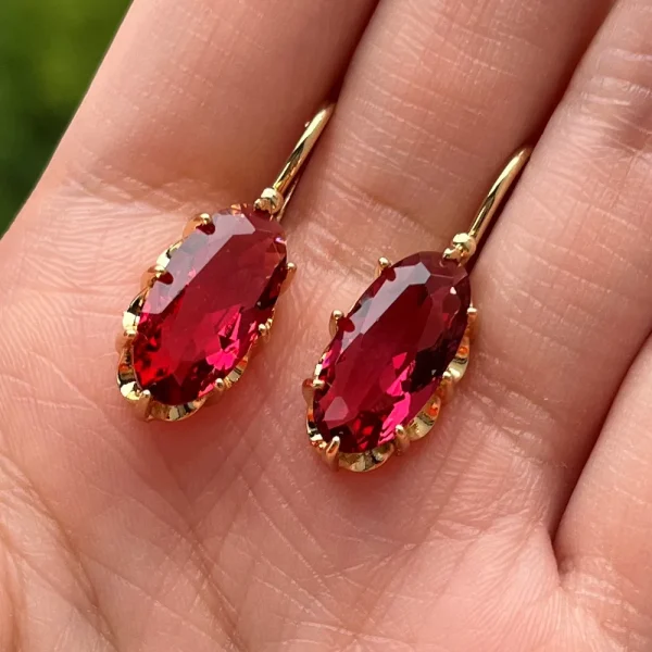 Classic Zircon Eight-Prong Tiktok Retro Fashion Palace Color Treasure Series Senior Ear Hook Buckle Earrings - Image 15